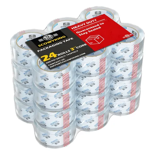Miniatura 16 de 2 rollos de cinta de embalaje transparente, 4,7 cm x 62 m, 0,07 mm de grosor - Cinta de envío resistente para mudanzas, sellado de cajas, embalaje