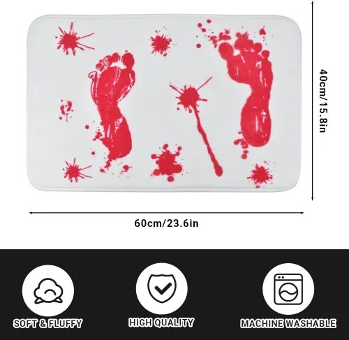 Miniatura 2 de Vanleonet Alfombra de baño de Halloween, huella sangrienta, huella de sangre impresa, alfombra de baño antideslizante y absorbente, decoración