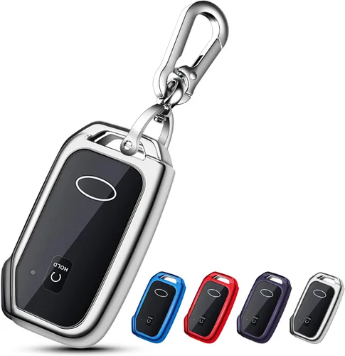 Miniatura 12 de QBUC Funda para llavero KIA, funda para llavero con llavero para Kia Ceed Cerato Forte, etc. (1 botón o no solo en la superficie frontal) (azul)