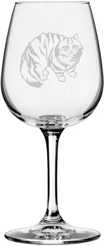 Miniatura 169 de Copa de vino de 12.75 onzas con temática de gato abisinio grabada para todo uso