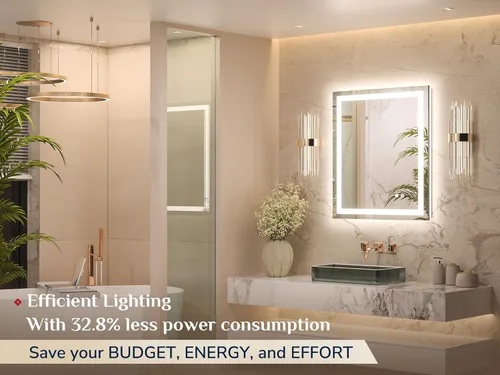 Miniatura 2 de Keonjinn Espejo LED para baño de 16 x 24 pulgadas, espejo de tocador de baño frontal y retroiluminado con 3 luces de color, espejo de baño iluminado