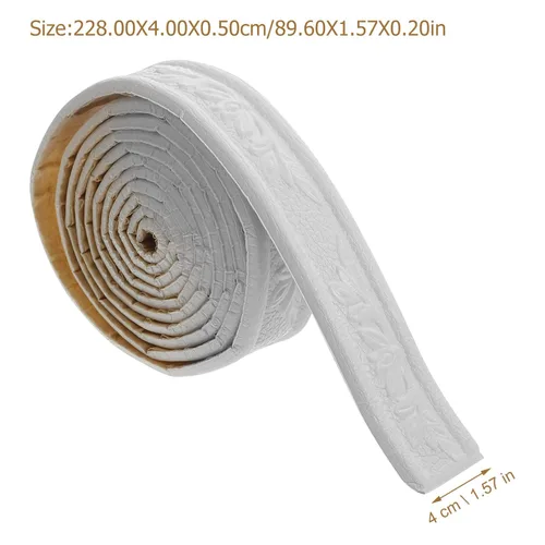 Miniatura 4 de 2 rollos de papel tapiz autoadhesivo con borde autoadhesivo de espuma blanca, líneas de pared decorativas adhesivas, borde de molduras para zócalos