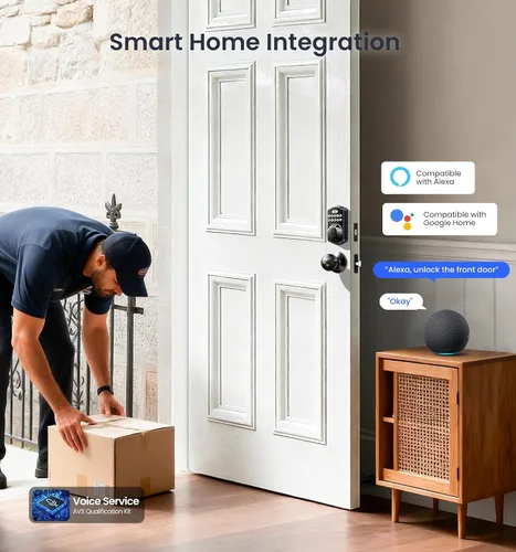 Miniatura 6 de Veise VE012W-K - Cerradura inteligente de huellas dactilares WiFi integrada con 2 perillas, no necesita concentrador, control remoto por aplicación