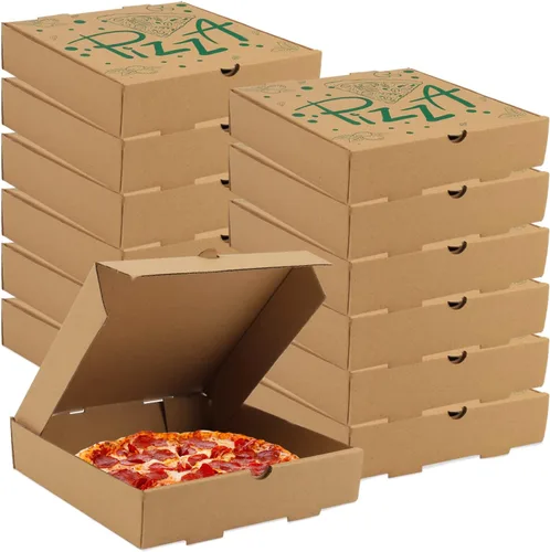 15 piezas de cajas de pizza, 7.3 x 7.3 x 1.6" Cajas de pizza corrugadas de cartón kraft, contenedores para llevar, cajas de embalaje para regalos,