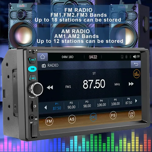 Miniatura 6 de Estéreo de coche de 7" con pantalla táctil de doble DIN con Apple CarPlay, estéreo de coche Bluetooth de 7" con cámara de respaldo, controles