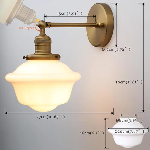 Miniatura 4 de Pathson Modern Wall Sconce, Milk White Bathroom Vanity Light Fixture, Wall Lighting for Bedroom Living Room Hallway Home Decor