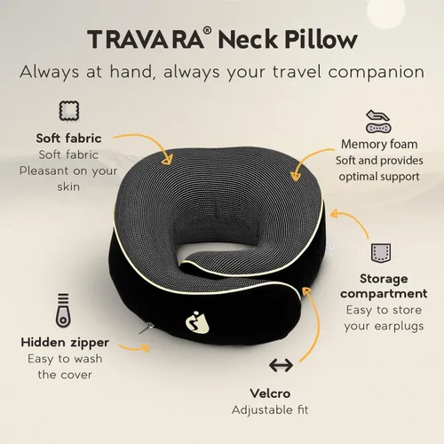 Miniatura 2 de Almohada cervical Airplane - Almohada de viaje - Espuma viscoelástica cómoda y ergonómica - Almohada de avión con soporte de cabeza y cuello de 360°