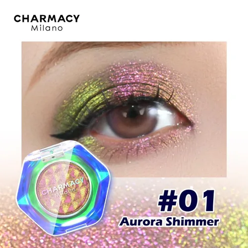 Miniatura 2 de CHARMACY Sombra de ojos multicromática con purpurina, sombra de ojos brillante con pigmentación intensa, sombra de ojos con acabado duocromático