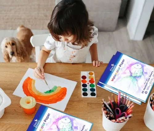 1 paquete – Total de 36 hojas de papel de acuarela (11.7 x 8.3 pulgadas) – Stock pesado (98 libras), hojas blancas sueltas. Perfecto para niños,