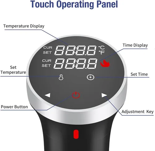 Miniatura 7 de Fityou Accu Slim Sous Vide Circulador de inmersión térmica, cocina de precisión al vacío de 1100 W con temperatura y temporizador precisos, control