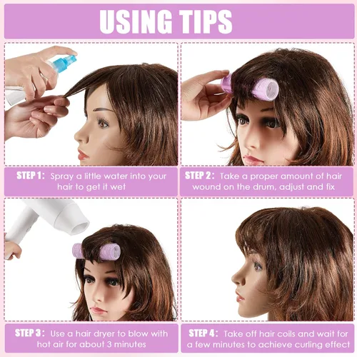 Miniatura 3 de WILLBOND 4 Piezas Rodillos para Cabello Largo para Flequillo Rizadores de Núcleo de Aluminio Rodillo Térmico de Autoagarre para Cabello Largo