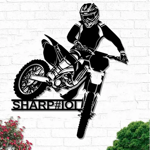 Miniatura 10 de Letrero de metal personalizado para motocicleta, arte de pared de metal con bandera de EE. UU., arte de pared de metal para motocicleta, letrero
