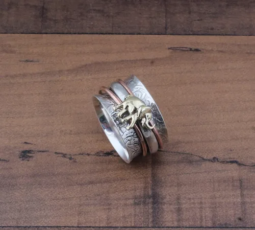 Miniatura 41 de Boho Spinner Ring, Mothers Day Gift, Silver 925 Women Ring, Sterling Silver 925 Ring, Fidget Spinner Ring,Women Silver Anxiety Ring