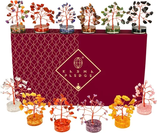 Miniatura 14 de Árbol de la vida de cristal de amatista curativos de chakras, árboles bonsái de Feng Shui para energía positiva, dinero, buena suerte, árbol