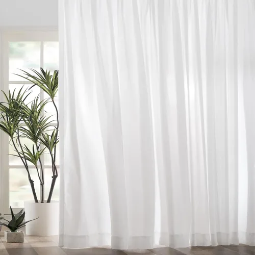 2 cortinas de ventana de lino sintético con plisado con pellizco, color blanco, de 84 pulgadas de largo, lujosas, con tacto de terciopelo suave,
