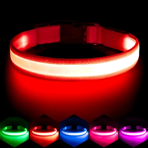 Miniatura 10 de Collar LED para Perros Vizpet, Collar para Perros Luminoso Ajustable Recargable por USB Super Brillante Luz de Seguridad Collares Brillantes