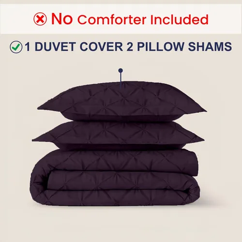 Miniatura 18 de Kotton Culture 1 Pc Twin/Twin XL Size Pinch Pleated - Pintuck Duvet Cover Only - 100% Egyptian Cotton Sateen -1000 TC Luxury Comforter Cover-Zipper