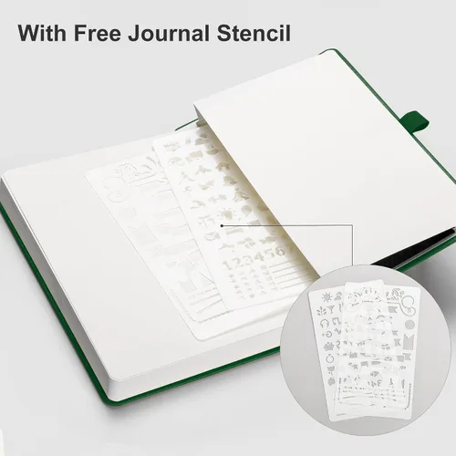 Miniatura 4 de EMSHOI Cuaderno de diario punteado, 320 páginas, tamaño A5 pequeño de 5.75 x 8.38 pulgadas, tapa dura de piel sintética, papel grueso de 3.53 oz/m²