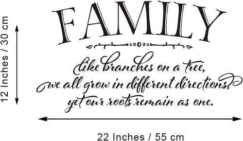Miniatura 5 de Family Like Branches on a Tree We All Grow in Different Directions But Our Roots Remain as one – Calcomanías de pared de vinilo negro puro, citas