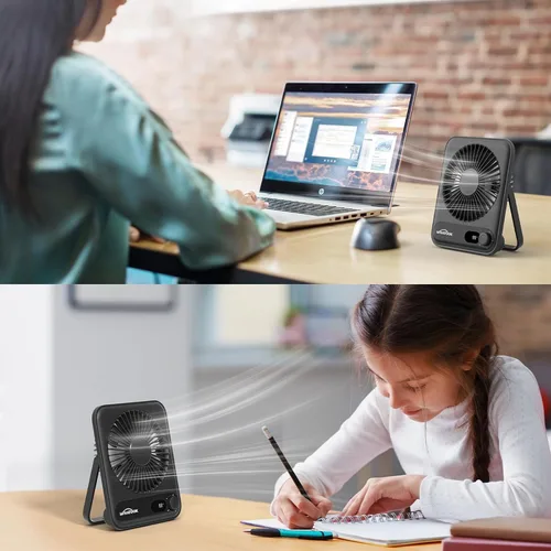 Miniatura 2 de WHATOOK Ventilador personal de escritorio pequeño: 5000 mAh 25 horas de batería de oficina, silencioso mini ventilador de escritorio portátil