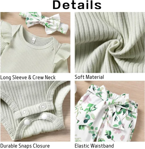 Miniatura 185 de Aalizzwell Conjunto de mameluco acanalado para bebé recién nacido prematuro para otoño e invierno