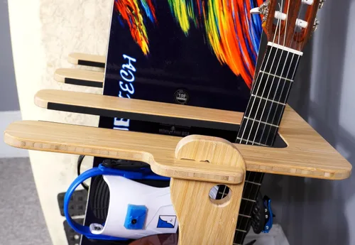 Miniatura 5 de Grassracks Estante vertical independiente para tablas de surf de alta calidad, soporte de bambú magistralmente hecho para 4 tablas de surf