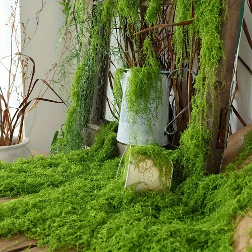 Miniatura 6 de Musgo de musgo falso para manualidades, musgo artificial de 3.52 onzas para manualidades, musgo sintético para jardín de hadas, decoración de Verde