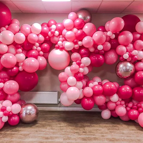 Miniatura 6 de Togvu Globos rosa intenso y rosa bebé, 60 paquetes de 30,5 cm, globos de látex rosa premium con globo de confeti para decoración de fiesta de San
