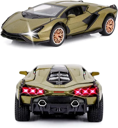 Miniatura 3 de SASBSC Coches de juguete Lamb para niños Sian Modelo de coche de metal fundido a presión con luz y sonido Fkp3 Coche de juguete tirando hacia atrás