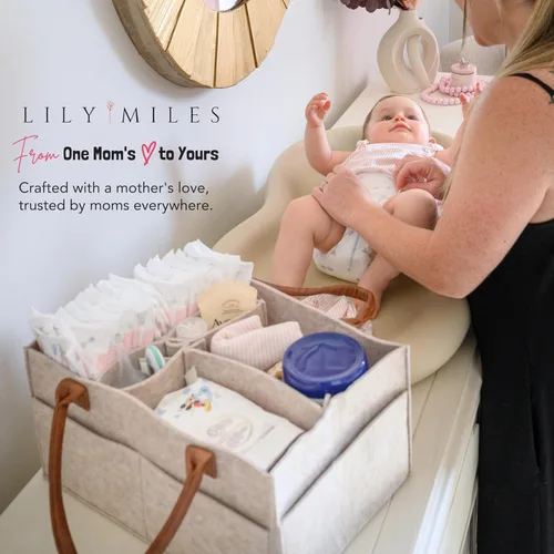 Miniatura 5 de Lily Miles Organizador de pañales para bebé, cesta de almacenamiento para recién nacidos, regalo neutro para baby shower, imprescindible