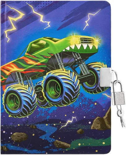 Miniatura 16 de Diario Luminoso de Camiones para Niños de WERNNSAI, Diario Secreto con Cerradura y Llaves, Cuaderno de Diario para Niños, Regalo de Cumpleaños