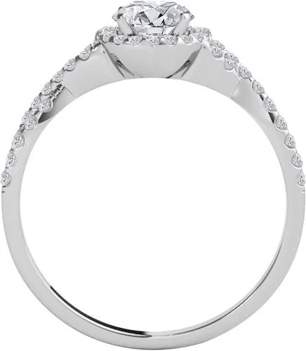 Miniatura 3 de MauliJewels Engagement Rings Women 0.50 Carat Halo Diamond Engagement Ring 4-prong14K Solid Gold