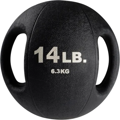 Miniatura 7 de Body-Solid Pelotas medicinales de ejercicio resistentes con asas dobles, pelota medicinal de agarre de goma antideslizante duradera