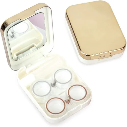 Miniatura 14 de ofone Estuche para lentes de contacto, paquete de dos fundas de viaje portátiles para lentes de contacto con herramienta removedora, pinzas para Azul