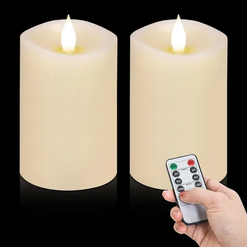 Miniatura 37 de Velas sin llama de 3 x 3 que funcionan con pilas con temporizador remoto, duran 600 horas, velas de batería parpadeantes, velas LED eléctricas