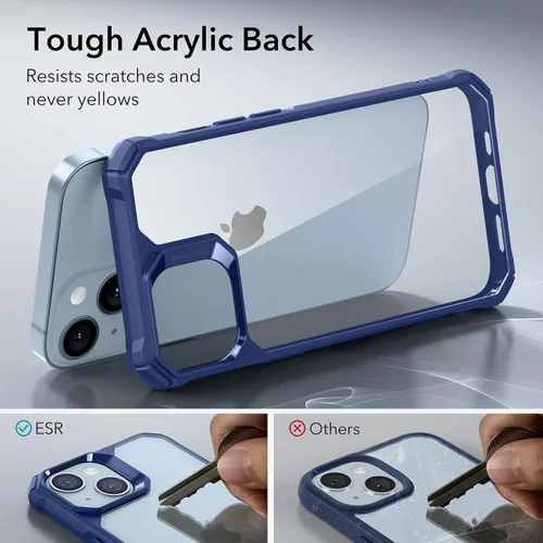 Miniatura 5 de ESR Funda para iPhone 14/iPhone 13, protección de grado militar con esquinas que absorben los golpes, parte trasera acrílica resistente a los Azul