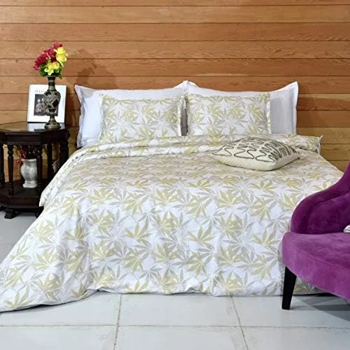 Hermoso juego de funda de edredón de algodón y 2 fundas de almohada, diseño indio, multicolor, decoración del hogar (floral 1, tamaño Queen 90 x 90
