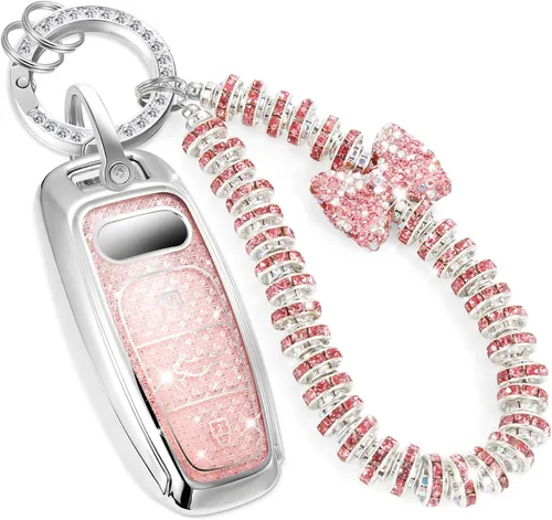 Miniatura 14 de Funda para llavero Jeep con llavero trenzado de diamante de lujo, funda suave mejorada para Wrangler Rubicon Gladiator JL JLU JT Sahara JLU Flip