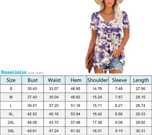 Miniatura 5 de ROSELINLIN - Camisas de manga corta para mujer, ajuste holgado, tops de verano para leggings