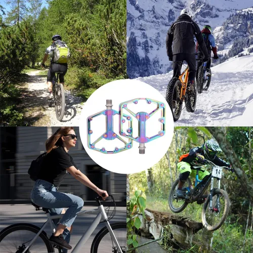 Miniatura 7 de Black/Dazzle - Pedales de bicicleta de montaña, 3 rodamientos sellados, aleación de aluminio, pedales MTB con 20 pasadores antideslizantes, pedales