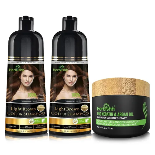 Miniatura 9 de Paquete combinado – 2 unidades de champú de color de cabello Herbishh + 1 máscara de cabello intenso de argán – Tinte para cabello gris de larga