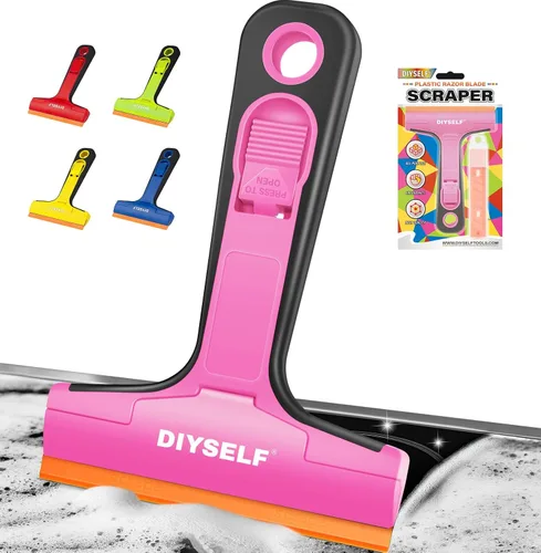 Miniatura 13 de DIYSELF Rascador de Cuchilla de Afeitar, 1 Paquete de Herramienta Rascadora con 10 Piezas de Cuchillas de 4 Pulgadas, Rascador de Cuchilla