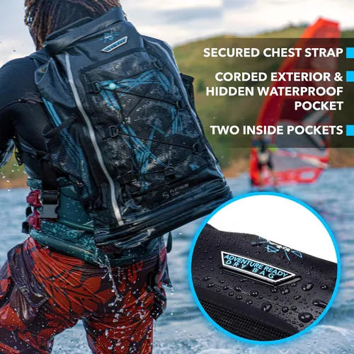 Miniatura 4 de Platinum Sun Dry Bag - Mochila impermeable de 40 L, resistente bolsa de playa enrollable con compartimento para cosas sucias para viajes