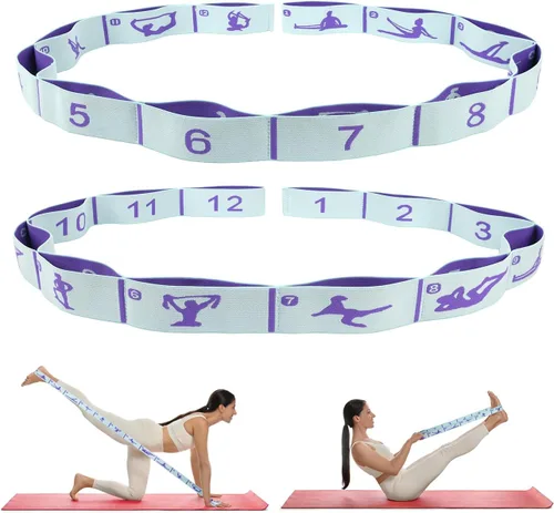 Miniatura 10 de Correa elástica de estiramiento para yoga con bucles, correas de estiramiento CEILIWEN para terapia física, banda elástica de estiramiento de 11