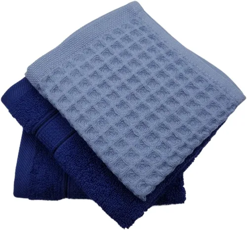 Toallas de cocina turcas | Paquete de 3 (2 toallas pequeñas de rizo + 1 mini toalla de gofre), 12 x 12 pulgadas, toallas de mano para baño, toallas