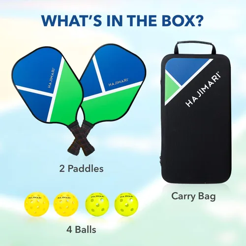 Miniatura 8 de HAJIMARI USAPA - Juego de 4 raquetas de pickleball con bolas para interiores y exteriores, bolsa de transporte Paleta ligera de fibra de carbono
