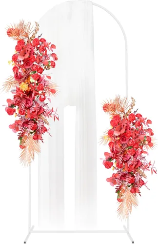 Miniatura 7 de Fomcet Soporte de Telón de Fondo de Arco de Boda de Metal Dorado de 2x1 Metros, Marco de Globo con Arco para Ceremonia, Cumpleaños, Fiesta