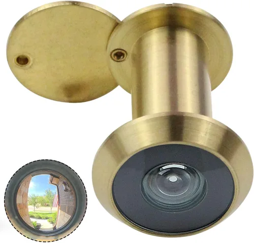 Earl Diamond - Orificios para puerta, mirilla de latón macizo de 200 grados con cubierta giratoria de privacidad resistente para puertas de 1-3/8 a