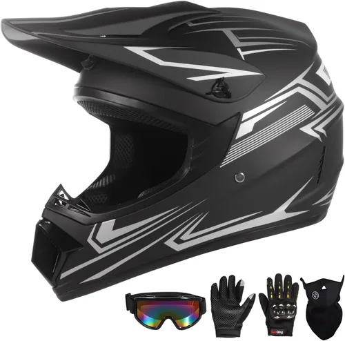 Miniatura 19 de Casco de motocross juvenil para niños, aprobado por el DOT, equipo de seguridad de cara completa para bicicleta de montaña, ATV, motocross