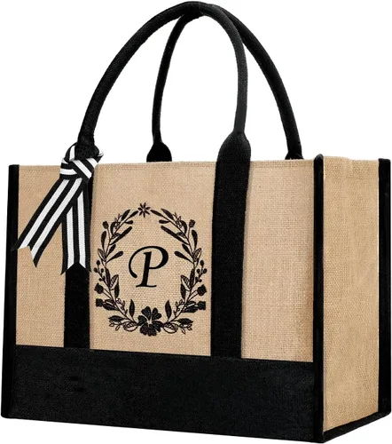 Miniatura 8 de Bolsa de mano personalizada de yute para mujeres, regalos para el día de la madre, regalo de Navidad de cumpleaños para mujeres y amigas
